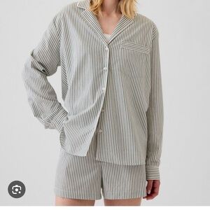GAP Green Stripe Poplin PJ Set